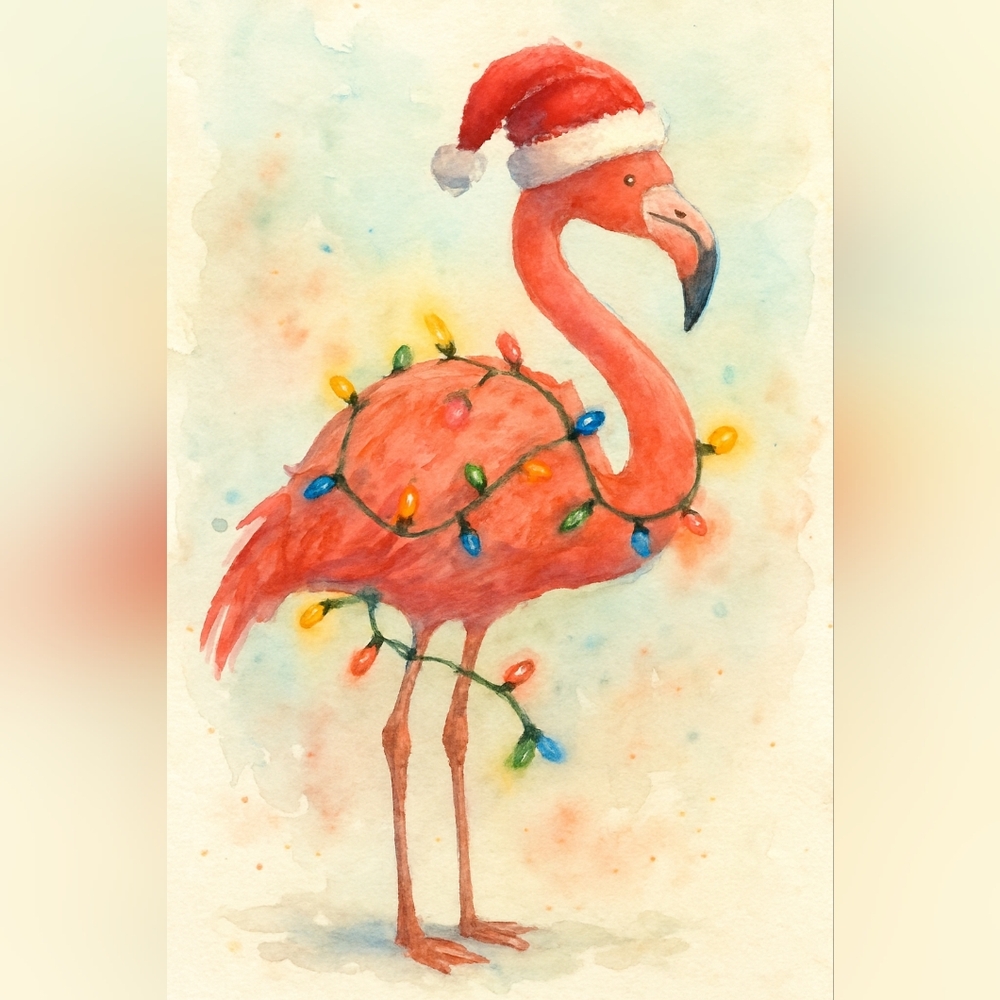 Festive Flamingo Art Print